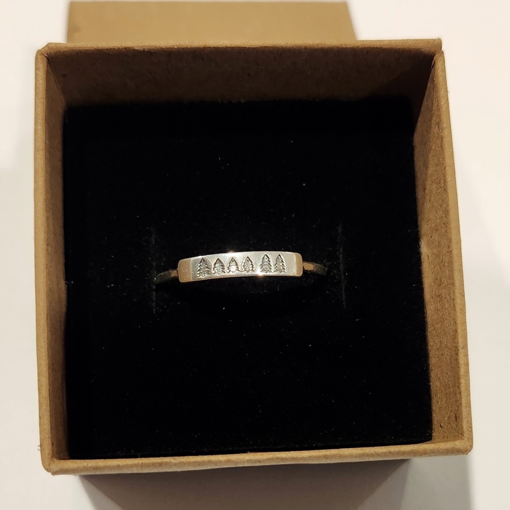 New Sterling Silver Forest Pine Tree Ring